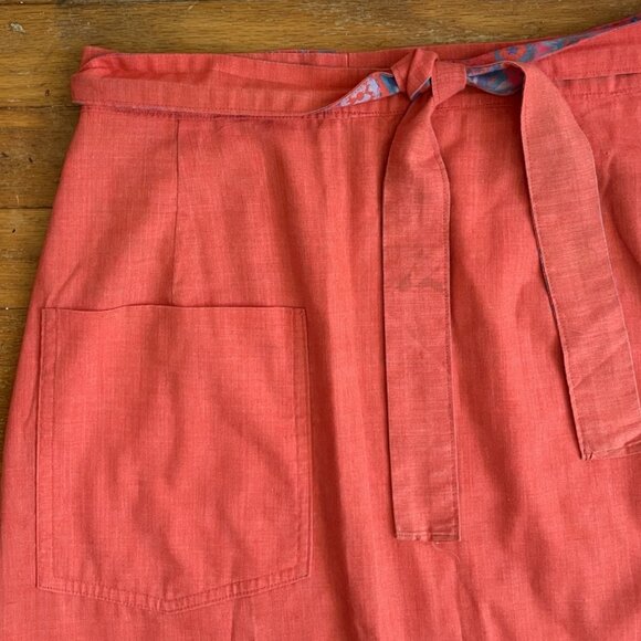 Vintage Skirt Reversible Plain & Print Two Side Wrap Hand Tailored 1970s Size XS - Picture 5 of 7
